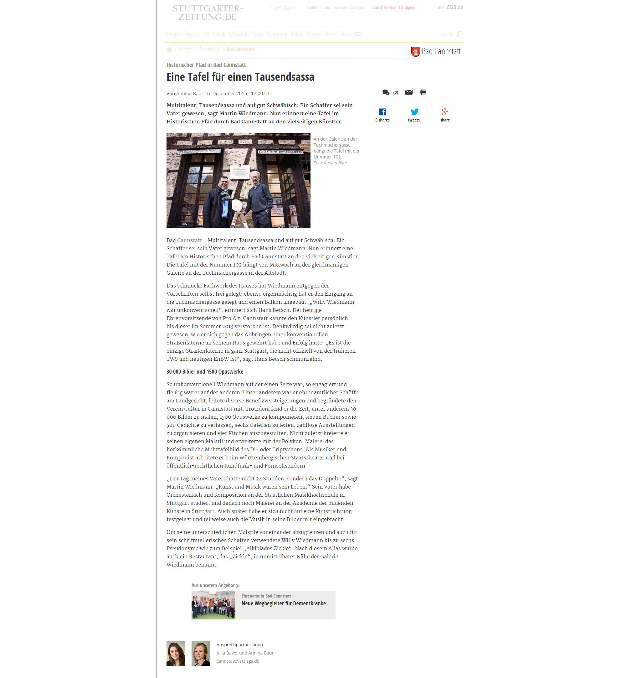 Quelle: stuttgarter-zeitung.de, 16.12.2015